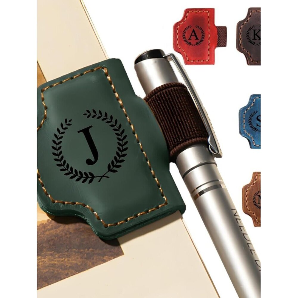 Personalized Magnetic Leather Bookmark with Pen Holder
